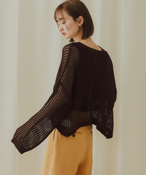 SENSE OF PLACE by URBAN RESEARCH（センスオブプレイスバイアーバンリサーチ）の「メッシュカーディガン（カーディガン/ボレロ・レディース・アイボリー/オレンジ/ブラック/ブラウン・ONE）」の19枚目の写真