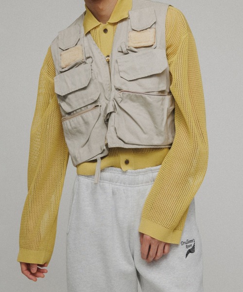［TOPS］SHORT LENGTH KNIT MESH CARDIGAN