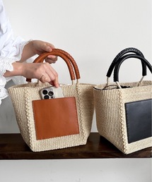 KIS Design:Abaca tote アバカレザー配色トート