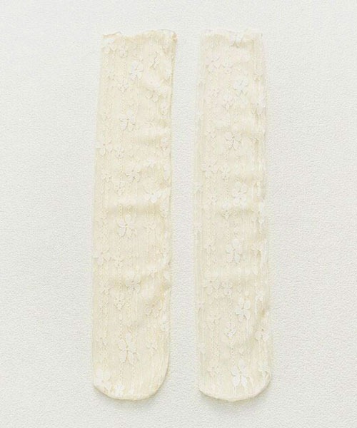 VIBGYOR Women（ヴィブジョー　ウィメン）の「【float】花柄 総レース クルー丈ソックス【6色展開】（ソックス/靴下・レディース・ブラック/ブルー/オフホワイト/ピンク/グリーン/ホワイト・FREE）」の9枚目の写真