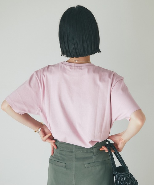 RIVE DROITE（リヴドロワ）の「適度なゆったり感/リラックスロゴTシャツ（Tシャツ/カットソー・レディース・ホワイト/チャコールグレー/ライトグレー/ピンク・FREE）」の7枚目の写真