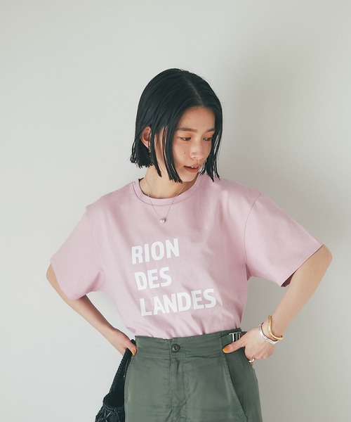 RIVE DROITE（リヴドロワ）の「適度なゆったり感/リラックスロゴTシャツ（Tシャツ/カットソー・レディース・ホワイト/チャコールグレー/ライトグレー/ピンク・FREE）」の5枚目の写真