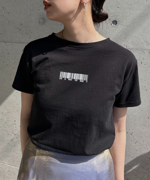 y/m by RIKA（イムバイリカ）の「バーコードTシャツ（Tシャツ/カットソー・レディース・オフホワイト/ブラック・FREE）」の12枚目の写真