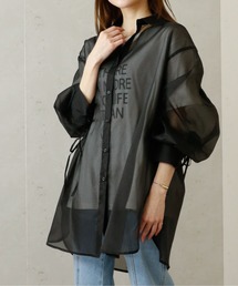 Per sist ence/パーシエンス オーガンジーシアーバックドロストシャツ
