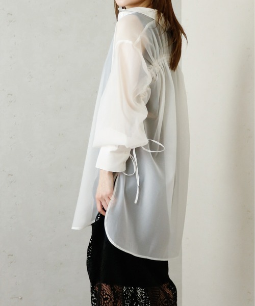 Per sist ence(パーシエンス)の「Per sist ence/パーシエンス オーガンジーシアーバックドロストシャツ(シャツ/ブラウス・レディース・グレー/ブラック/オフホワイト・FREE)」の15枚目の写真