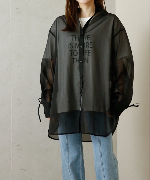 Per sist ence(パーシエンス)の「Per sist ence/パーシエンス オーガンジーシアーバックドロストシャツ(シャツ/ブラウス・レディース・グレー/ブラック/オフホワイト・FREE)」の21枚目の写真
