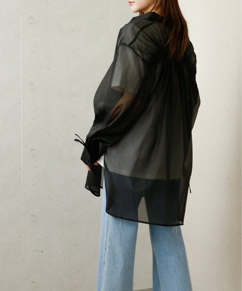 Per sist ence(パーシエンス)の「Per sist ence/パーシエンス オーガンジーシアーバックドロストシャツ(シャツ/ブラウス・レディース・グレー/ブラック/オフホワイト・FREE)」の22枚目の写真