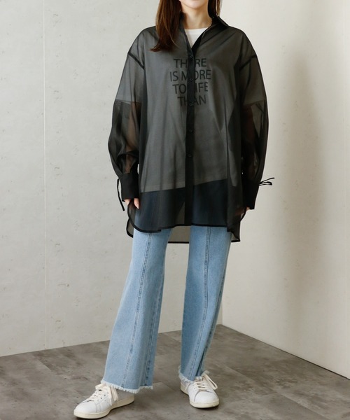 Per sist ence(パーシエンス)の「Per sist ence/パーシエンス オーガンジーシアーバックドロストシャツ(シャツ/ブラウス・レディース・グレー/ブラック/オフホワイト・FREE)」の19枚目の写真