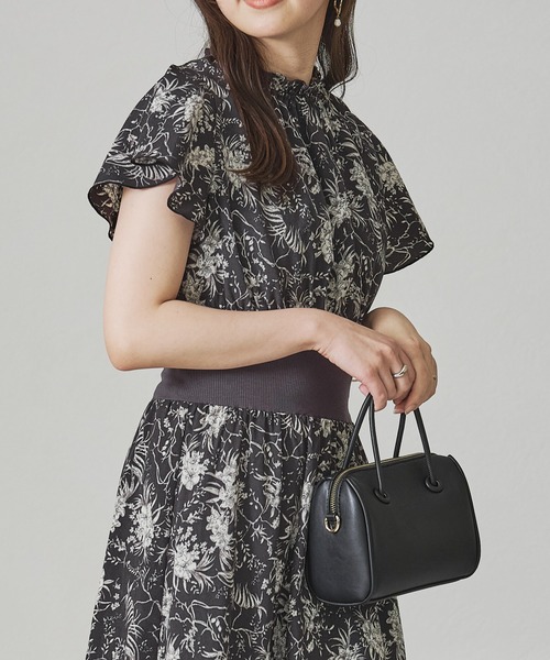 acro(アクロ)の「ウエストリブ配色花柄ワンピース/AC3412(ワンピース・レディース・ブラック/アイボリー・フリ-)」の10枚目の写真