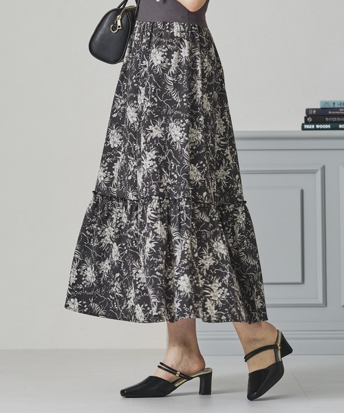 acro(アクロ)の「ウエストリブ配色花柄ワンピース/AC3412(ワンピース・レディース・ブラック/アイボリー・フリ-)」の13枚目の写真