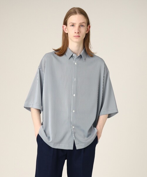 tk.TAKEO KIKUCHI(ティーケータケオキクチ)の「◆ナメラカストライプ ルーズシャツ(シャツ/ブラウス・メンズ・ブルー系7/ブルー系2/ブラック系2・01/02/03)」の16枚目の写真