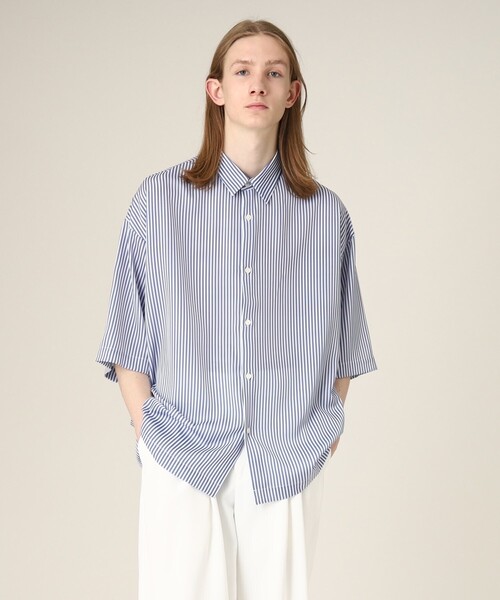 tk.TAKEO KIKUCHI(ティーケータケオキクチ)の「◆ナメラカストライプ ルーズシャツ(シャツ/ブラウス・メンズ・ブルー系7/ブルー系2/ブラック系2・01/02/03)」の18枚目の写真