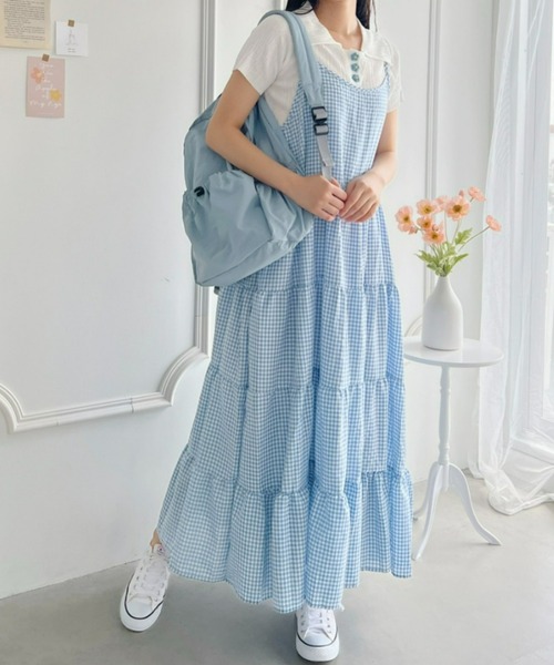 【極美品】バーバリーブルーレーベル キャミワンピース ギンガムチェック ベルト 極美品】バーバリーブルーレーベル キャミワンピース ギンガム