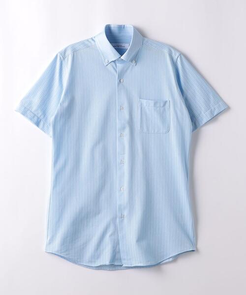 green label relaxing（グリーンレーベルリラクシング）の「ジャージ スタンダード ボタンダウン ドレスシャツ -ストレッチ・イージーアイロン・吸水速乾・抗菌-（ビジネスシャツ・メンズ・ライトブルー/ネイビー・S/L/XL/M）」の12枚目の写真