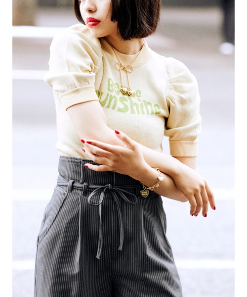 jouetie（ジュエティ）の「ジャカードロゴニット【サマーニット】（ニット/セーター・レディース・ブラック/レッド/ブルー/アイボリー・MEDIUM）」の13枚目の写真