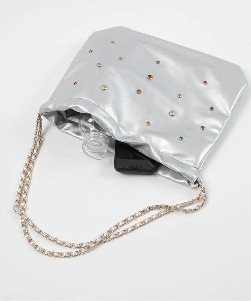 miette（ミエット）の「チェーンショルダービジュー巾着バッグ（ショルダーバッグ・レディース・ブラック/シルバー・FREE）」の12枚目の写真