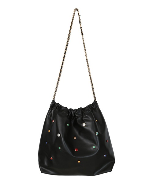 miette（ミエット）の「チェーンショルダービジュー巾着バッグ（ショルダーバッグ・レディース・ブラック/シルバー・FREE）」の17枚目の写真