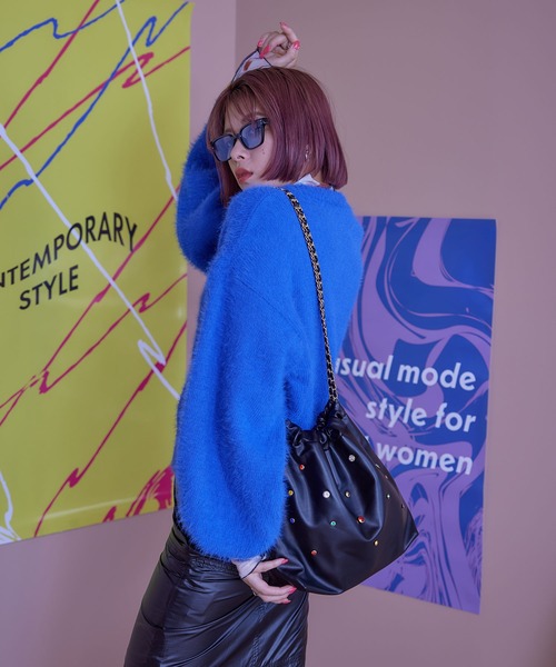 miette（ミエット）の「チェーンショルダービジュー巾着バッグ（ショルダーバッグ・レディース・ブラック/シルバー・FREE）」の21枚目の写真