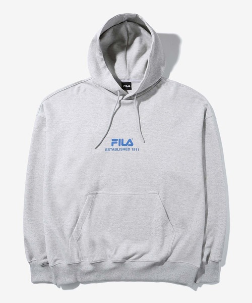 FILA(フィラ)の「FILA ロゴプリント 裏毛オーバーサイズプルパーカー(パーカー・メンズ・ブラック/ネイビー/ミックスグレー・FREE)」の3枚目の写真