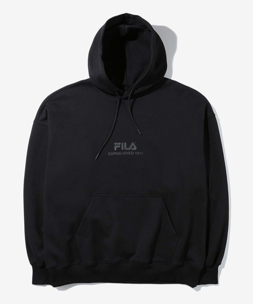 FILA(フィラ)の「FILA ロゴプリント 裏毛オーバーサイズプルパーカー(パーカー・メンズ・ブラック/ネイビー/ミックスグレー・FREE)」の4枚目の写真