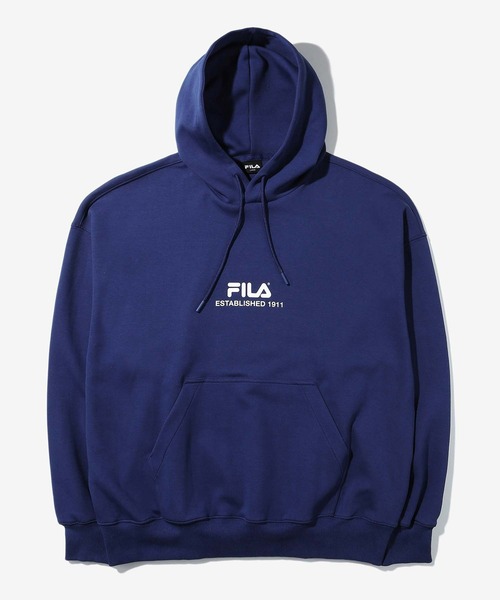 セール】FILA ロゴプリント 裏毛オーバーサイズプルパーカー（パーカー