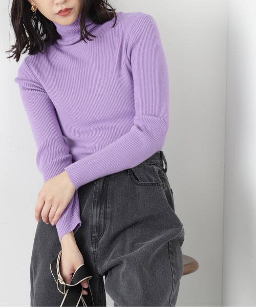FREE'S MART（フリーズマート）の「◆タートルネックリブニット（ニット/セーター・レディース・ピンク/ホワイト/ブラック/ホワイト系その他/ブルー/ライトグリーン/パープル・FREE）」の6枚目の写真