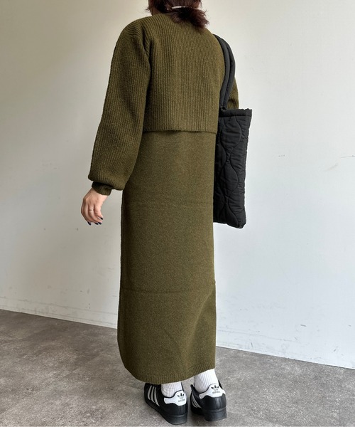 CPCM(シーピーシーエム)の「バッククロスもちもちニットアップ(ワンピース・レディース・ブラック/ベージュ/カーキ/マスタード・FREE)」の13枚目の写真