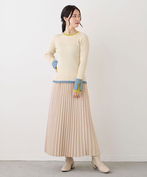 NICOLE white(ニコルホワイト)の「エステルピーチ起毛プリーツスカート(スカート・レディース・オフホワイト/ブラック・FREE)」の10枚目の写真