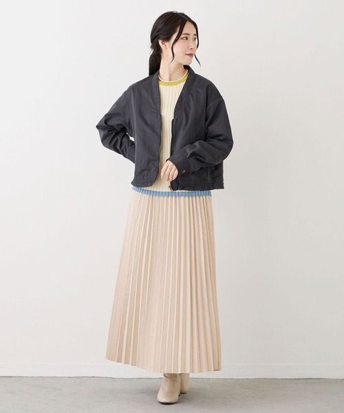 NICOLE white(ニコルホワイト)の「エステルピーチ起毛プリーツスカート(スカート・レディース・オフホワイト/ブラック・FREE)」の11枚目の写真