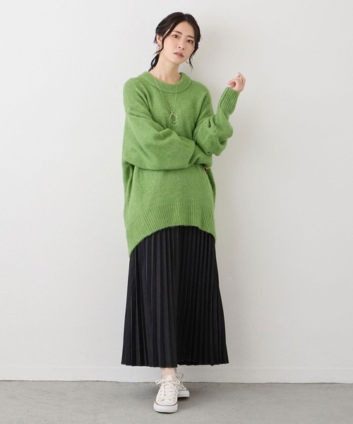 NICOLE white(ニコルホワイト)の「エステルピーチ起毛プリーツスカート(スカート・レディース・オフホワイト/ブラック・FREE)」の12枚目の写真