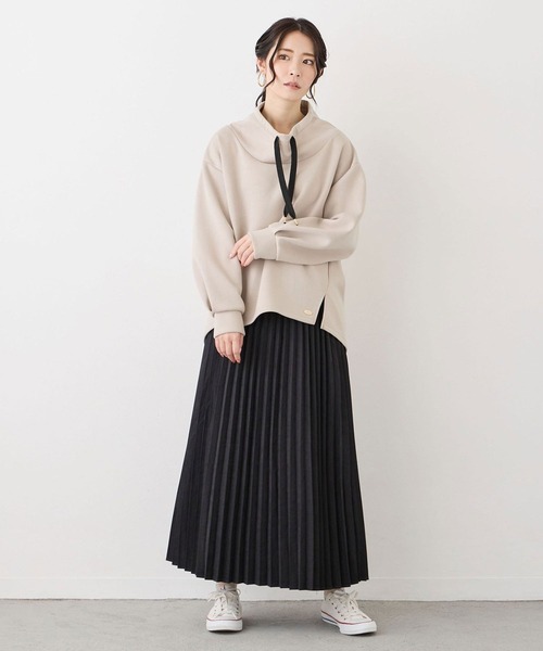 NICOLE white(ニコルホワイト)の「エステルピーチ起毛プリーツスカート(スカート・レディース・オフホワイト/ブラック・FREE)」の13枚目の写真
