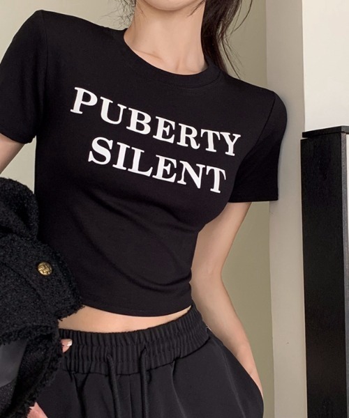 Vipoa(ヴィポア)の「PUBERTYコンパクトTシャツ(Tシャツ/カットソー・レディース・ブラック/ホワイト・FREE)」の2枚目の写真