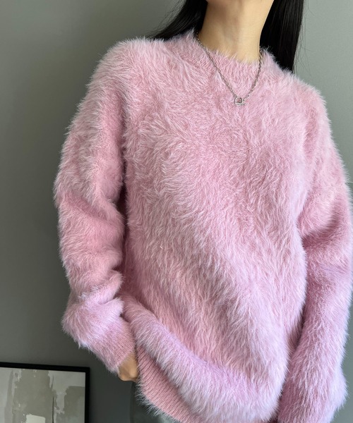 Jewelobe(ジュエローブ)の「オーバーサイズシャギーニット(ニット/セーター・レディース・ベージュ/グレー/ピンク/ホワイト・FREE)」の4枚目の写真