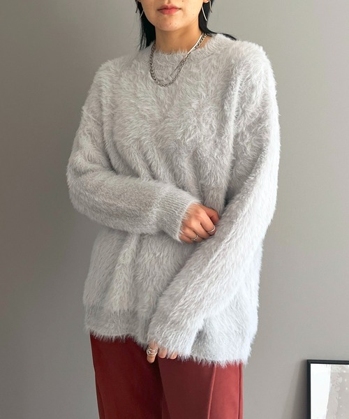 Jewelobe(ジュエローブ)の「オーバーサイズシャギーニット(ニット/セーター・レディース・ベージュ/グレー/ピンク/ホワイト・FREE)」の12枚目の写真
