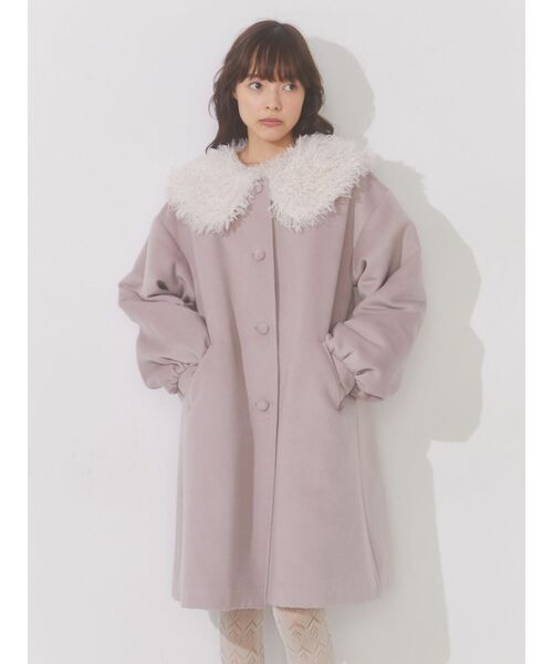 merry jenny（メリージェニー）の「フェイクファーカラーAラインコート（チェスターコート・レディース・ピンク/ブラック/アイボリー・FREE）」の8枚目の写真