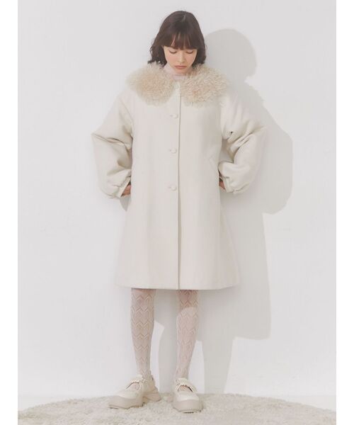 merry jenny（メリージェニー）の「フェイクファーカラーAラインコート（チェスターコート・レディース・ピンク/ブラック/アイボリー・FREE）」の13枚目の写真