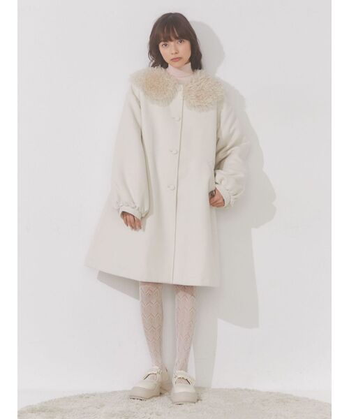 merry jenny（メリージェニー）の「フェイクファーカラーAラインコート（チェスターコート・レディース・ピンク/ブラック/アイボリー・FREE）」の14枚目の写真