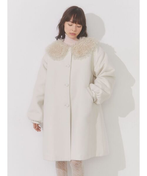 merry jenny（メリージェニー）の「フェイクファーカラーAラインコート（チェスターコート・レディース・ピンク/ブラック/アイボリー・FREE）」の15枚目の写真