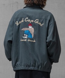 レッド刺繍ジップアップジャケット M レッド刺繍ジップアップ