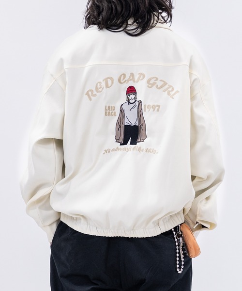 Red Cap Girl（レッドキャプガール）の「【a-r】〔Red Cap Girl/レッドキャップガール〕モールスキン バック刺繍 ハリントンジャケット スイングトップ（ブルゾン・メンズ・チャコールグレー/ブルー/アイボリー/ブラック・LARGE/MEDIUM）」の2枚目の写真