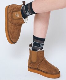 厚底サイドゴアムートン風ブーツ