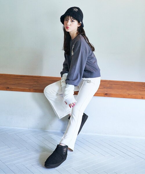 algy（アルジー）の「厚底サイドゴアムートン風ブーツ（ブーツ・キッズ・キャメル/ブラック・21/20/22/23）」の6枚目の写真