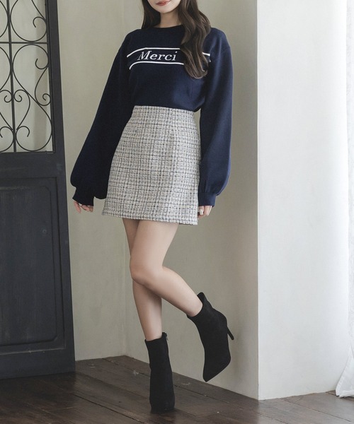 Julia Boutique(ジュリアブティック)の「Merciロゴニットトップス(ニット/セーター・レディース・アイボリー/ネイビー・ONE)」の17枚目の写真