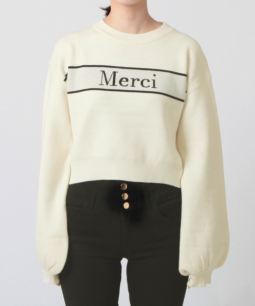 Julia Boutique(ジュリアブティック)の「Merciロゴニットトップス(ニット/セーター・レディース・アイボリー/ネイビー・ONE)」の20枚目の写真