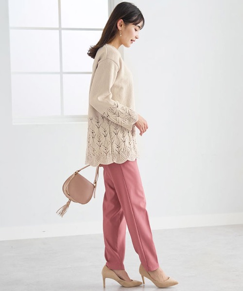 BELLUNA（ベルーナ）の「透かし編デザインモールニットプルオーバー（ニット/セーター・レディース・アイボリー/ライム/ライラック/ブラック・LARGE/X-LARGE/MEDIUM）」の8枚目の写真