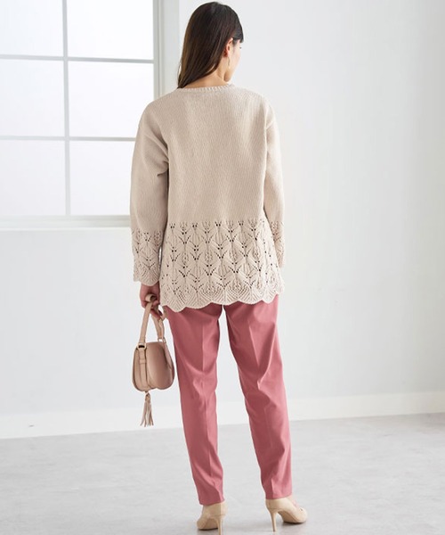 BELLUNA（ベルーナ）の「透かし編デザインモールニットプルオーバー（ニット/セーター・レディース・アイボリー/ライム/ライラック/ブラック・LARGE/X-LARGE/MEDIUM）」の9枚目の写真