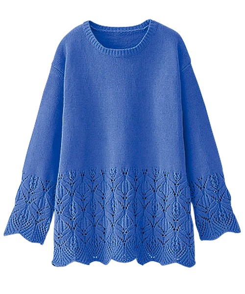 BELLUNA（ベルーナ）の「透かし編デザインモールニットプルオーバー（ニット/セーター・レディース・アイボリー/ライム/ライラック/ブラック・LARGE/X-LARGE/MEDIUM）」の15枚目の写真