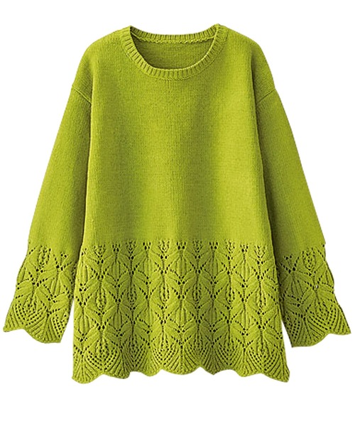 BELLUNA（ベルーナ）の「透かし編デザインモールニットプルオーバー（ニット/セーター・レディース・アイボリー/ライム/ライラック/ブラック・LARGE/X-LARGE/MEDIUM）」の17枚目の写真