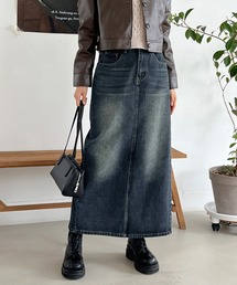 by muni:r | ダークヴィンテージロングデニムスカート/ 2023 AW COLLECTION(デニムスカート)