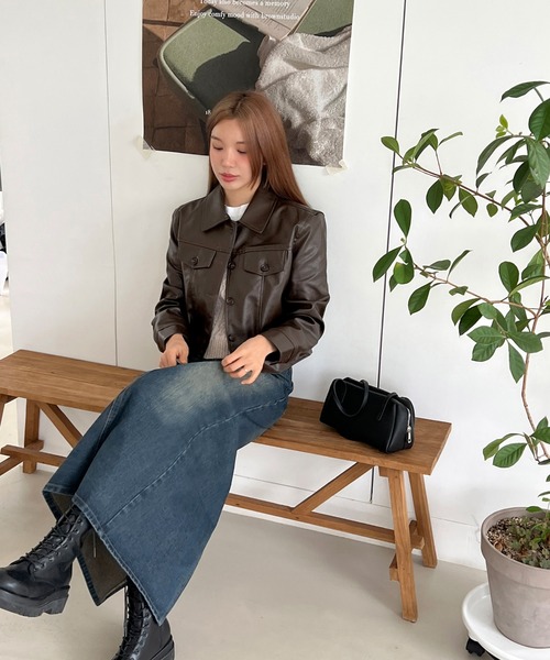 by muni:r(バイ ムニール)の「ダークヴィンテージロングデニムスカート(デニムスカート・レディース・ブルー・SMALL/MEDIUM)」の11枚目の写真